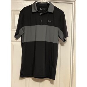 Under Armour Polo, Men's Size Medium, Black & Gray Collared Shirt